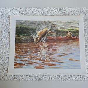 Beecham Jumping Fish Fishing Scene Art Print 14x11